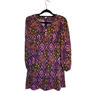 Vintage 60's Floral Dress, Long Sleeve, Cotton